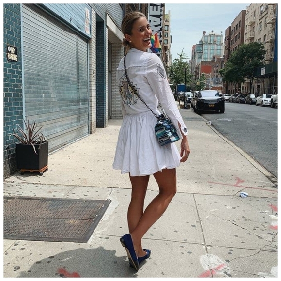 Zadig & Voltaire Ranil White Cotton Embroidered Dress XS Boho Chic Western Mini - Picture 3 of 16